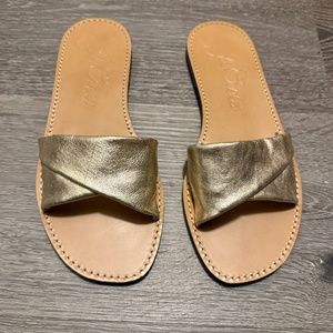 Jcrew gold leather sandals